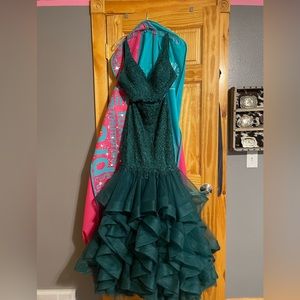 Two Piece Emerald Green Prom Dress size 4